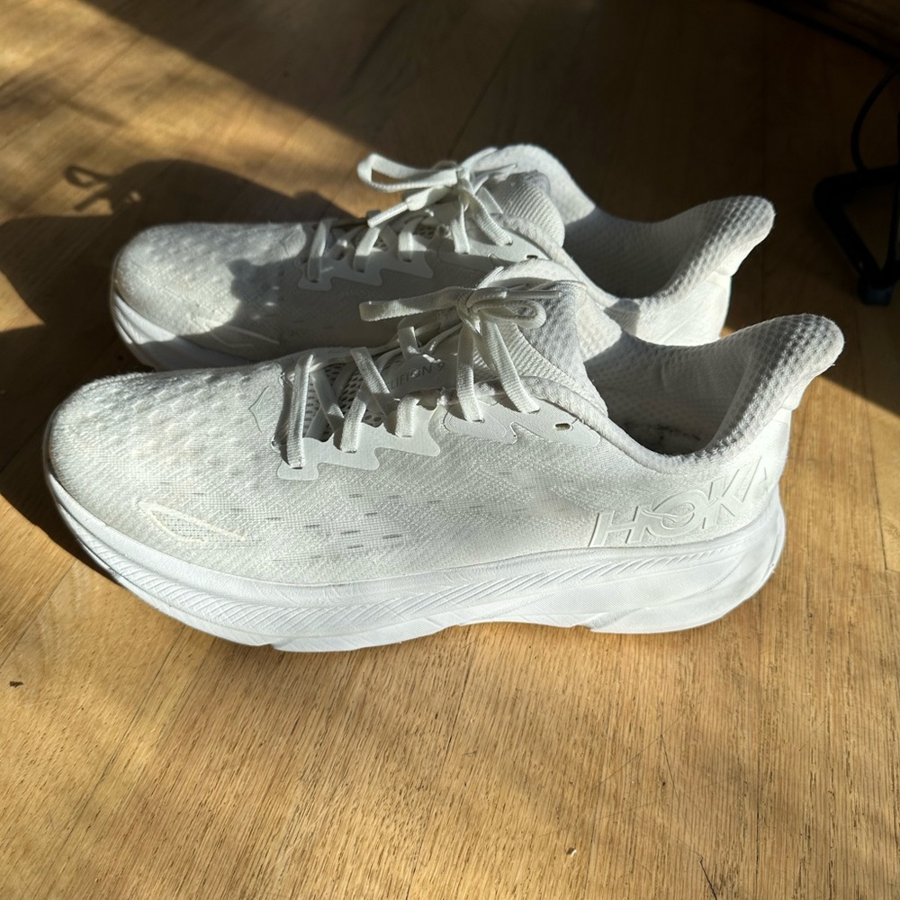 Hoka Clifton 9 All-White Cushioned Running Shoes